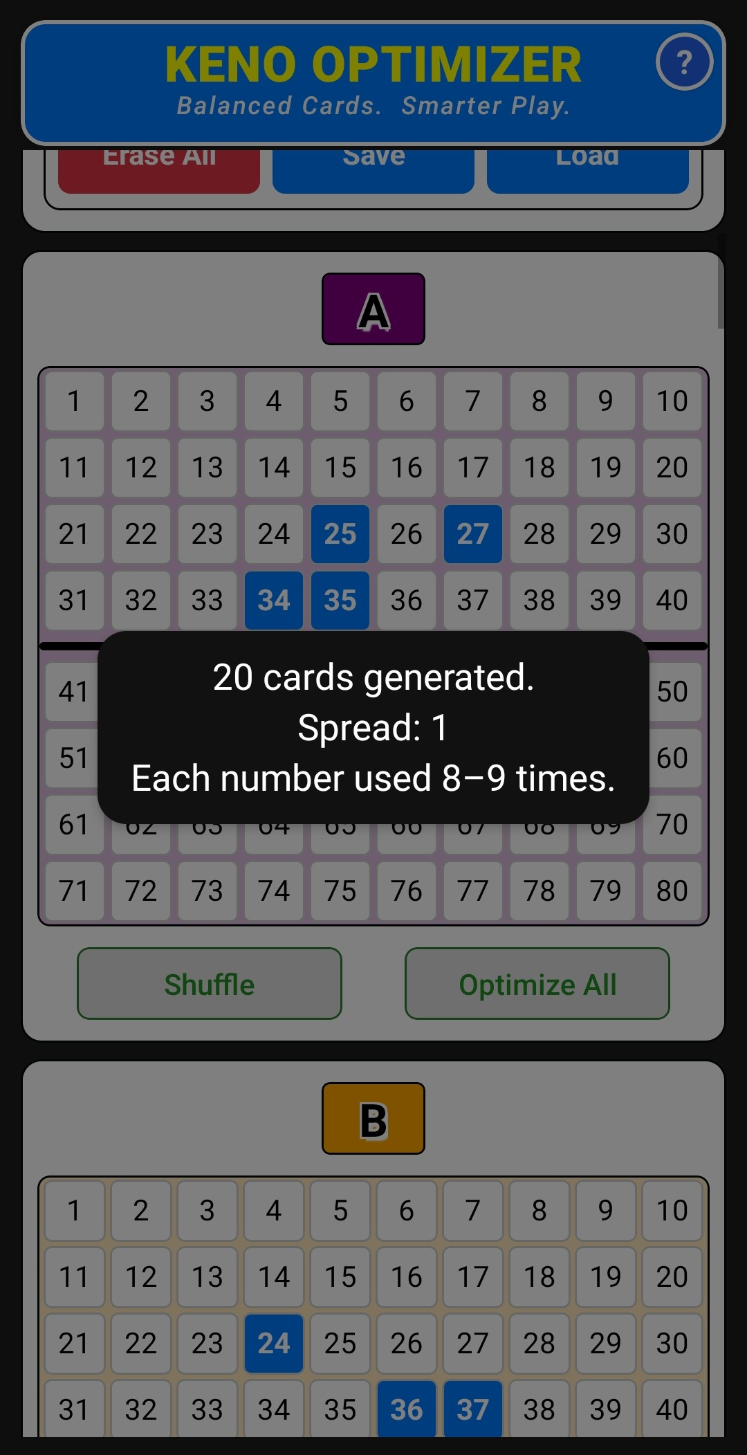 Warning toast — spread too narrow notification